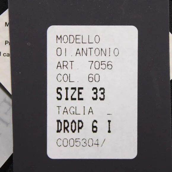 Sartore NWT Dress Pants Size 33 US Antonio in Solid Black Wool Blend